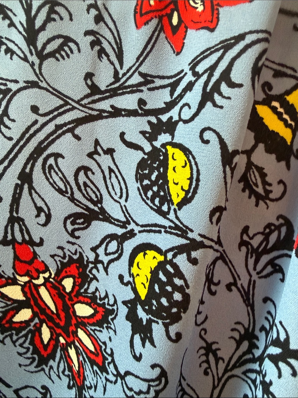 LOFT Blue Floral V-Neck Ruffle-Trim Shell - Picture 3 of 5